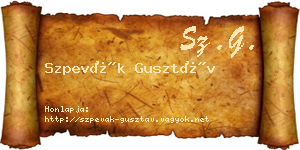 Szpevák Gusztáv névjegykártya